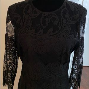 BB Dakota Black Lace Midi Dress With Keyhole Back